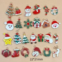 Christmas Alloy Drip Oil Santa Claus Elk Reindeer Gingerbread Man Bell Snowman
