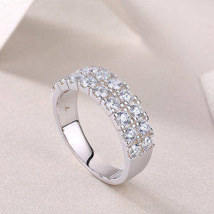 Moissanite S925 sterling silver ring wholesale multi-layer non fading ring