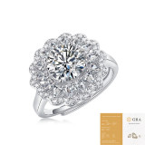 S925 silver ring, women's non fading moissanite full inlaid ring, adjustable ring