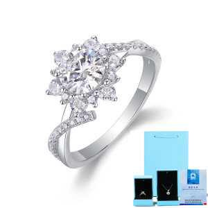 Cultivate diamond S925 pure silver ring with moissanite wedding ring