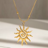 New Women's Sun Stainless Steel Necklace Earrings