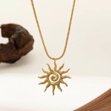New Women's Sun Stainless Steel Necklace Earrings