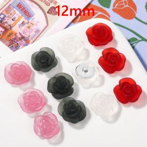 Matte rose resin flower DIY 12mm snap button
