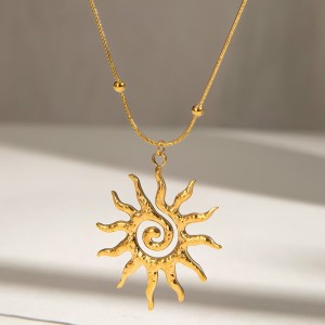 New Women's Sun Stainless Steel Necklace Earrings
