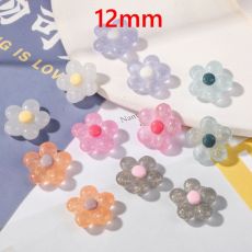 Sparkling powder five petal flower resin  12mm snap button  DIY