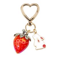 New Strawberry Keychain Bag Keyring Rabbit Pendant