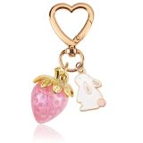 New Strawberry Keychain Bag Keyring Rabbit Pendant