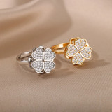 Love Rotating Clover Women's Stainless Steel Ring Valentine's Day Gift