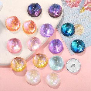 Starry Sky Colorful Sparkling Powder Round Resin 20mm snap button