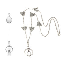 Lanyard Neck Alloy Butterfly Sweater Necklace Work Badge Easy to Pull Buckle