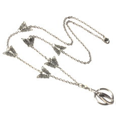 Lanyard Neck Alloy Butterfly Sweater Necklace Work Badge Easy to Pull Buckle