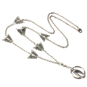 Lanyard Neck Alloy Butterfly Sweater Necklace Work Badge Easy to Pull Buckle