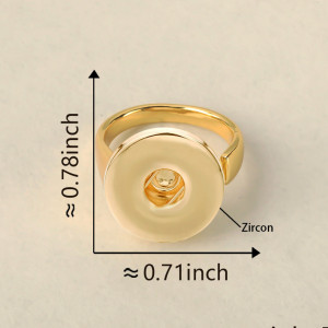 gold and silver 12mm 20mm snap button ring Copper ring with adjustable opening