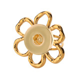 Flower 12mm 20mm snap button ring Stainless steel ring with adjustable opening