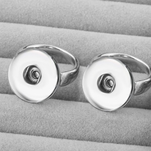 gold and silver 12mm 20mm snap button ring Copper ring with adjustable opening