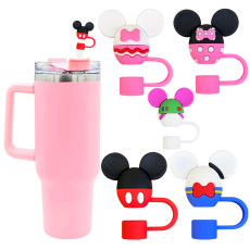 Cute Mickey Head Straw Cap 10mm Straw Cover Dust Stopper