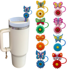 Butterfly straw cap cup straw flower butterfly straw cover dust plug 10mm