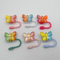 10mm cup straw cover, colorful butterfly straw cap, colored dust-proof plug, anti fouling