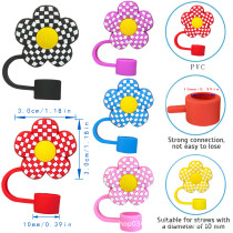 Grid small flower straw cap 10MM dustproof plug straw cover