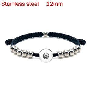 New 12mm snap button Golf Woven Bracelet Stainless steel Adjustable Bracelet