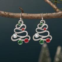 Hollow out Christmas tree earrings for women