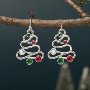 Hollow out Christmas tree earrings for women