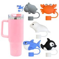 Marine Animal Series Straw Cap Dust Stopper Cup Straw