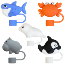 Marine Animal Series Straw Cap Dust Stopper Cup Straw