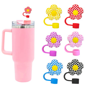 Grid small flower straw cap 10MM dustproof plug straw cover