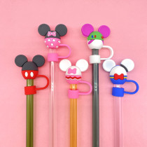 Cute Mickey Head Straw Cap 10mm Straw Cover Dust Stopper