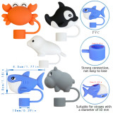 Marine Animal Series Straw Cap Dust Stopper Cup Straw