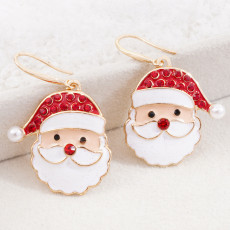 Christmas Element Earrings Cartoon Santa Claus rhinestone Earrings