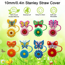 Butterfly straw cap cup straw flower butterfly straw cover dust plug 10mm