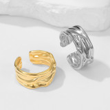 Open mouth non fading index finger ring plated with 18K gold stainless steel ring