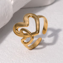 Stainless steel heart ring women's 18K gold non fading titanium steel bracelet