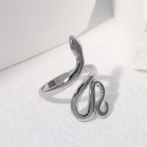 Ring female personality niche snake shaped open mouth ring titanium steel ring
