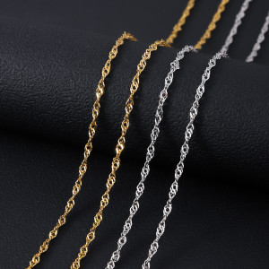 Stainless steel water wave chain 18K gold vacuum plated collarbone chain for women