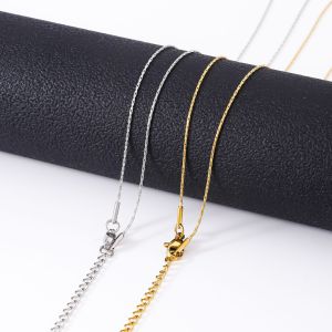 Stainless steel hammer round chain 18K electroplated real gold men's and women's titanium steel necklace