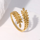 Leaf shaped titanium steel ring with adjustable index finger ring