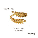 Leaf shaped titanium steel ring with adjustable index finger ring