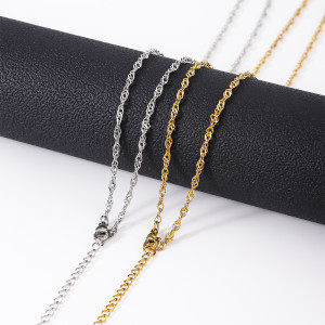 Stainless steel water wave chain 18K gold vacuum plated collarbone chain for women
