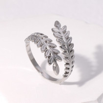 Leaf shaped titanium steel ring with adjustable index finger ring