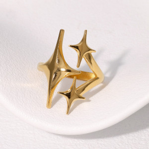 Star stainless steel ring gold-plated index finger ring