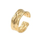 Open mouth non fading index finger ring plated with 18K gold stainless steel ring