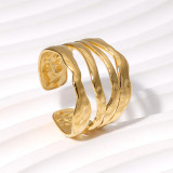 Stainless steel ring irregular 18K gold-plated titanium steel ring