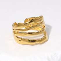 Stainless steel ring irregular 18K gold-plated titanium steel ring