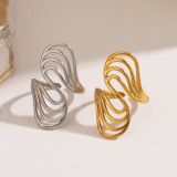 Geometric Line Open Ring Stainless Steel 18K Gold Plated Titanium Steel Ring