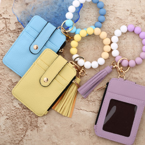 European and American ID card bag, silicone bracelet, keychain, leather wallet