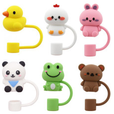 Cup straw cap cartoon animal straw cap silicone frog straw cover dust plug 10mm