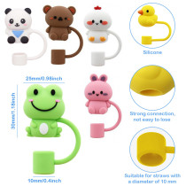 Cup straw cap cartoon animal straw cap silicone frog straw cover dust plug 10mm